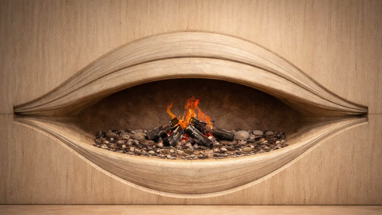 Artistic Modern Fireplace for TV Background 🔥 | 90 Min Fire Sound | Cozy Ambient
