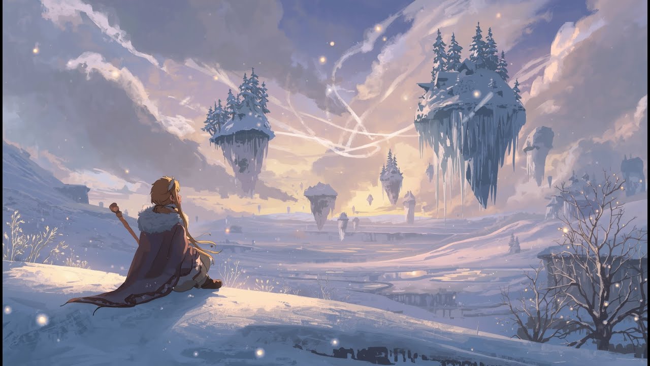 Frosted Haven — Immerse 1 Hour in Snow-Laden Floating Gardens