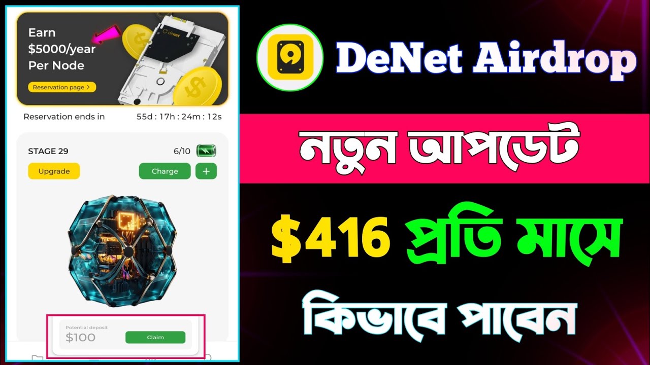 প্রতি মাসে $416 DeNet থেকে কিভাবে পাবেন | DeNet Airdrop New Update | DeNet earn $5000/year per node