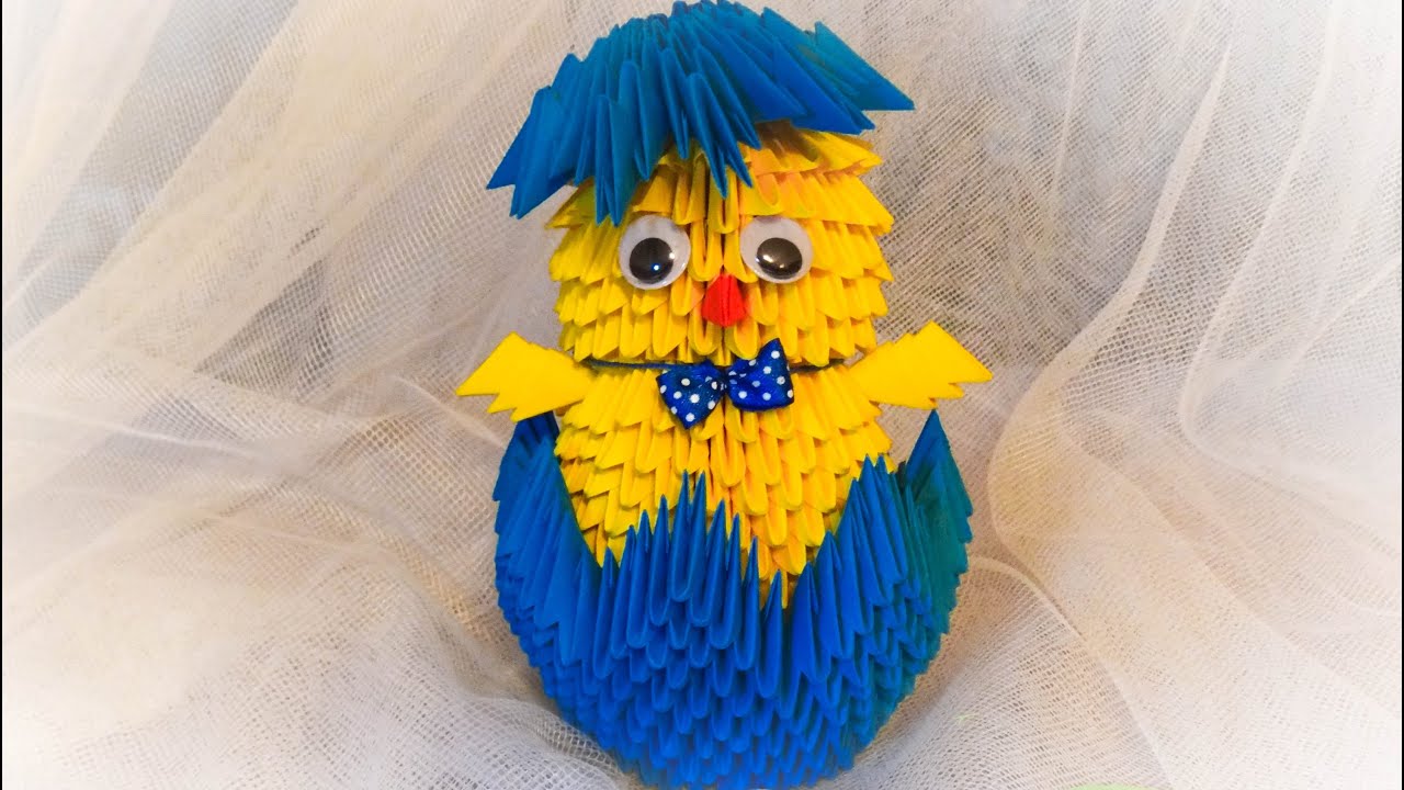 origami kurczak 3D / how to make a chick DIY wielkanocny tutorial