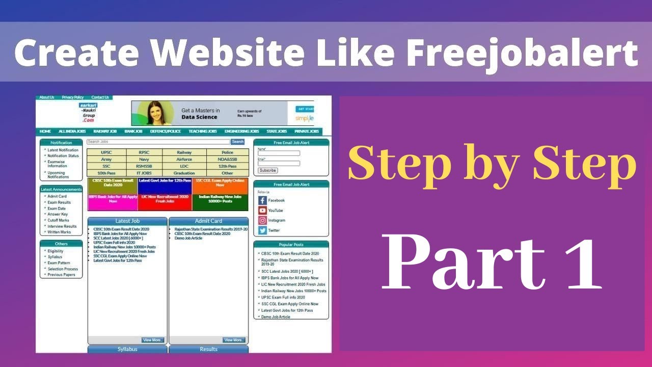 (PART 1) How To Make FreeJobAlert Website on Word Press || FreeJobAlert WP Theme