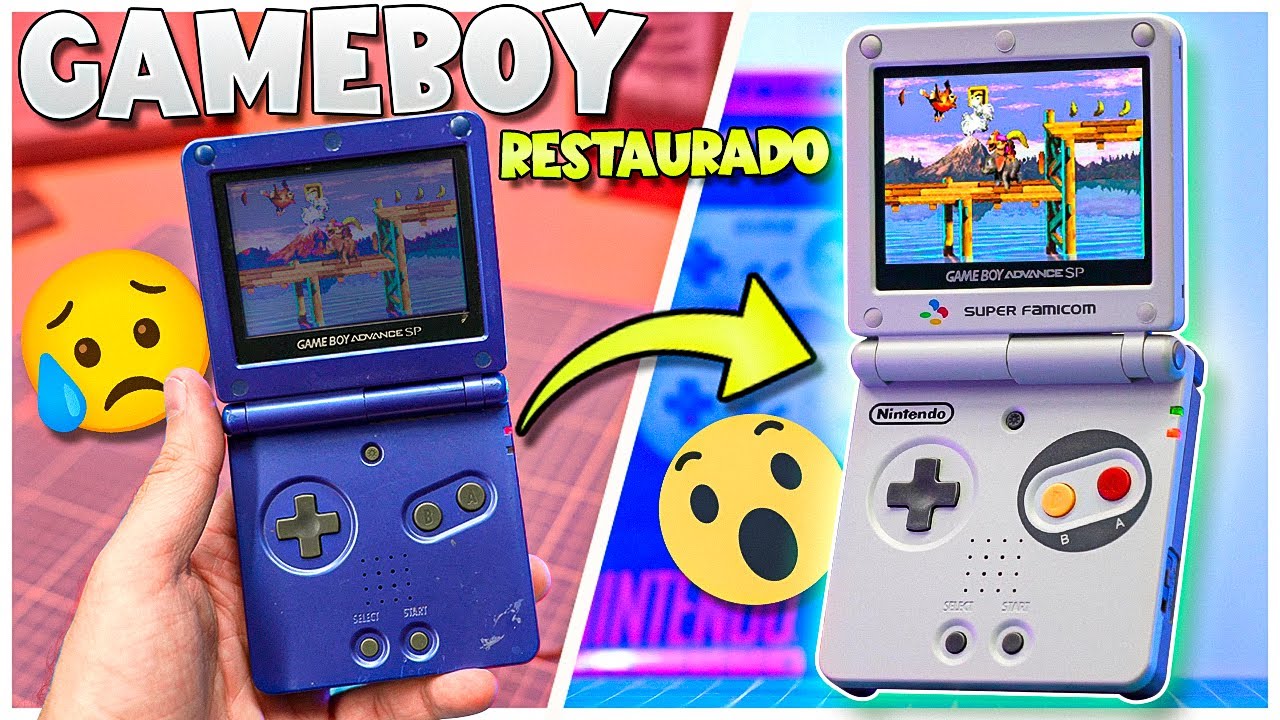 GAMEBOY ADVANCE SP com TELA IPS e NOVA CARCAÇA! Restauração completa do GBA SP