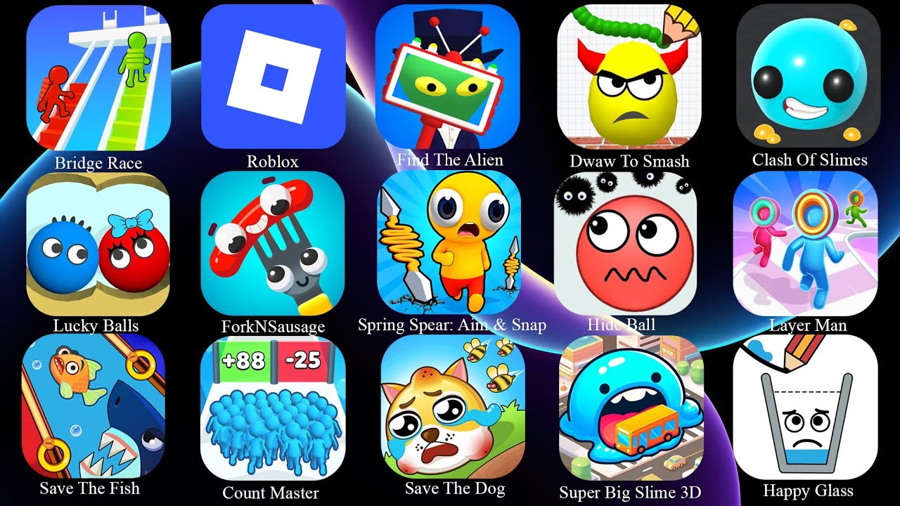 Lucky Balls, Layer Man, Count Master, ForkNSausage,Happy Glass, Bridge Race, Hide Ball, Lucky Balls