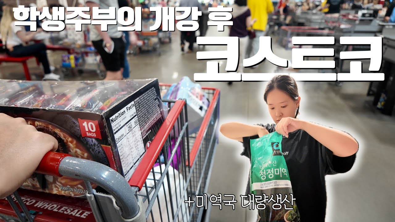 [🇺🇸] 미국 학생주부의 개강 후 코스트코 장보기🛒 | 많이 끓여야 맛있는 미역국 | 바둑이 황금똥 식단 공개(?) | 바둑이 그려보기로 마무리 하는 주말 브이로그