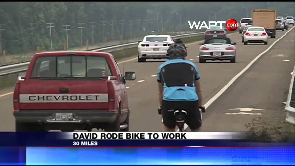 David Hartman rides to work