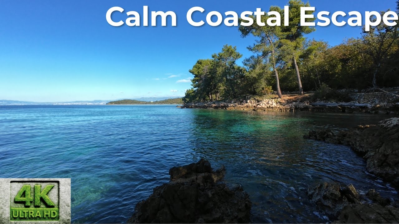 Coastal Serenity on a Quiet Island Path | Calm Waves & Crystal Clear Water Ambience