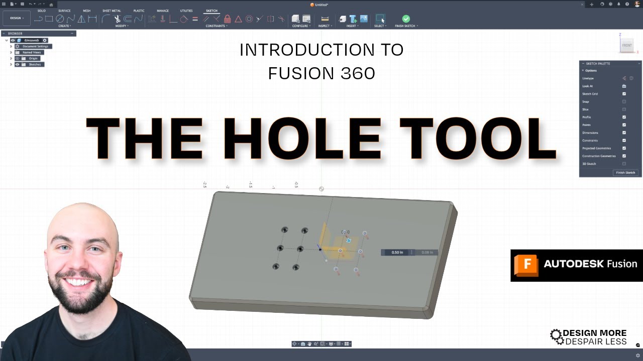 Introduction to Fusion 360: Hole Tool for Beginners