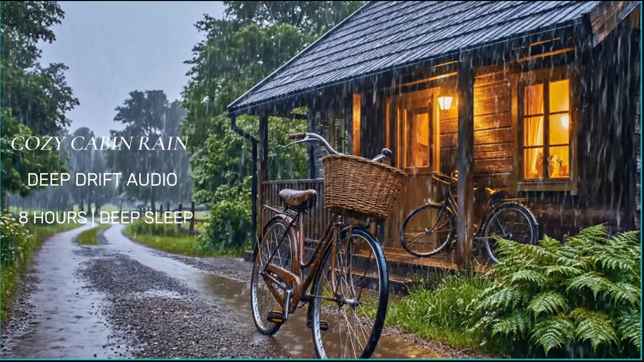 8 Hours Cozy Rain Cabin & Distant Thunder | Deep Sleep & Relaxation