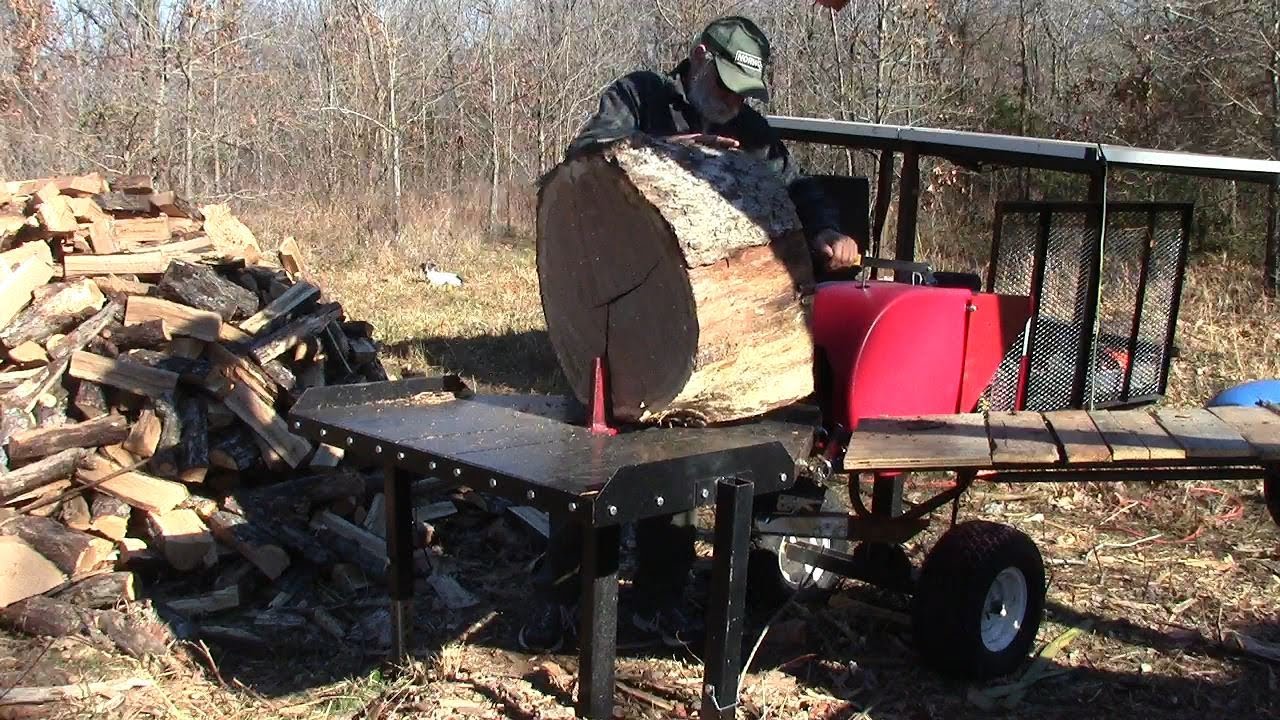 Solar Powered SuperSplit electric firewood splitter vs. 200-pound log