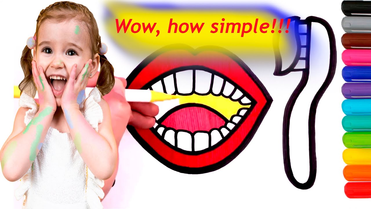Draw a picture of oral hygiene for children. Simple and easy.