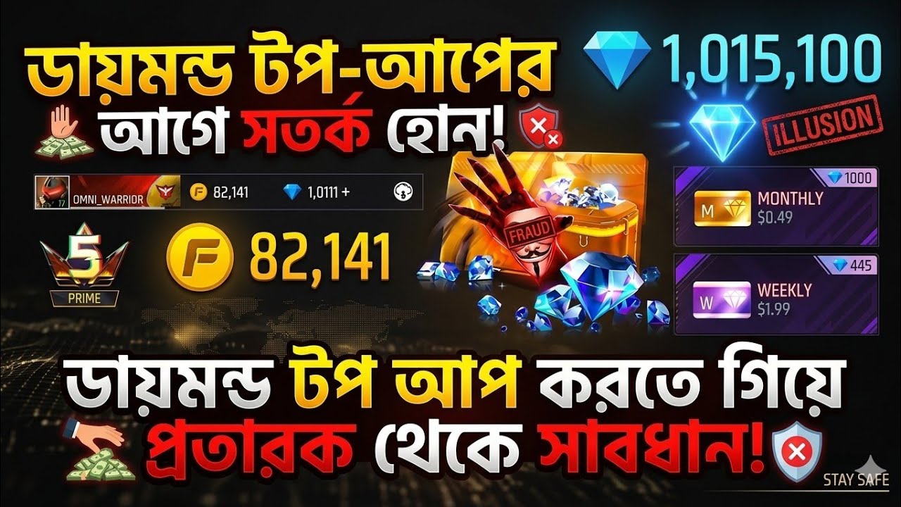 Free Fire🔥 💎Diamond💎 Top Up Scam!🖥️ টপআপ💵 করার আগে সতর্ক হোন ⚠️