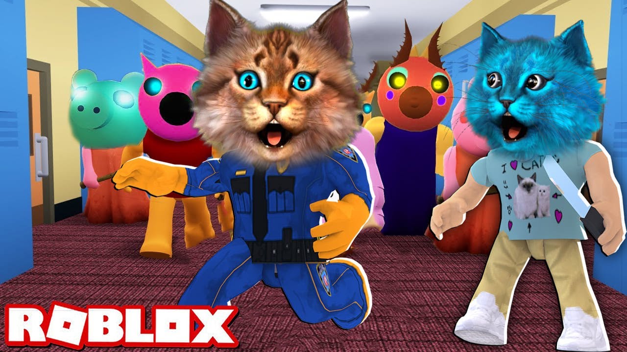 ПОБЕГ ОТ 100 ИГРОКОВ ПИГГИ (Roblox Piggy but it's 100 Players) Весёлый Кот и КОТЁНОК ЛАЙК