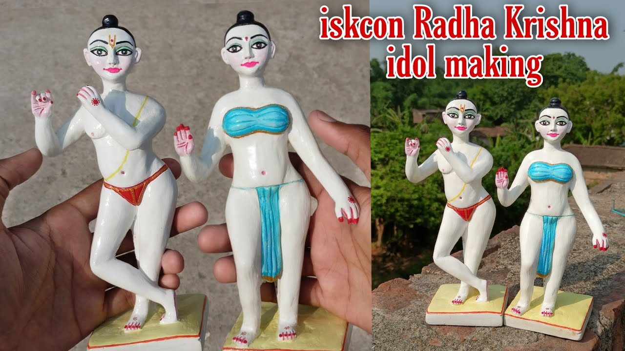 मार्बल जैसी राधा कृष्ण जी की सुंदर मूर्ती बनाए घर पे/iskcon Radha Krishna idol making