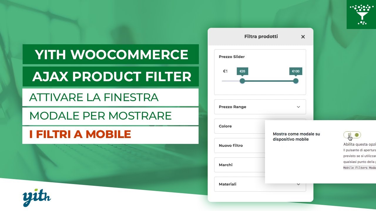 YITH WooCommerce AJAX Product Filter: attivare la finestra modale per mostrare i filtri a mobile