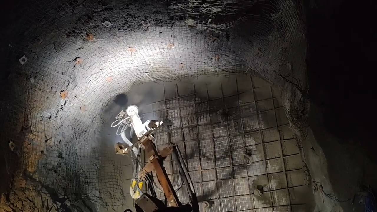 Feeling barricade shotcreat #underground #viral #mining #video #job #shotcrete 
