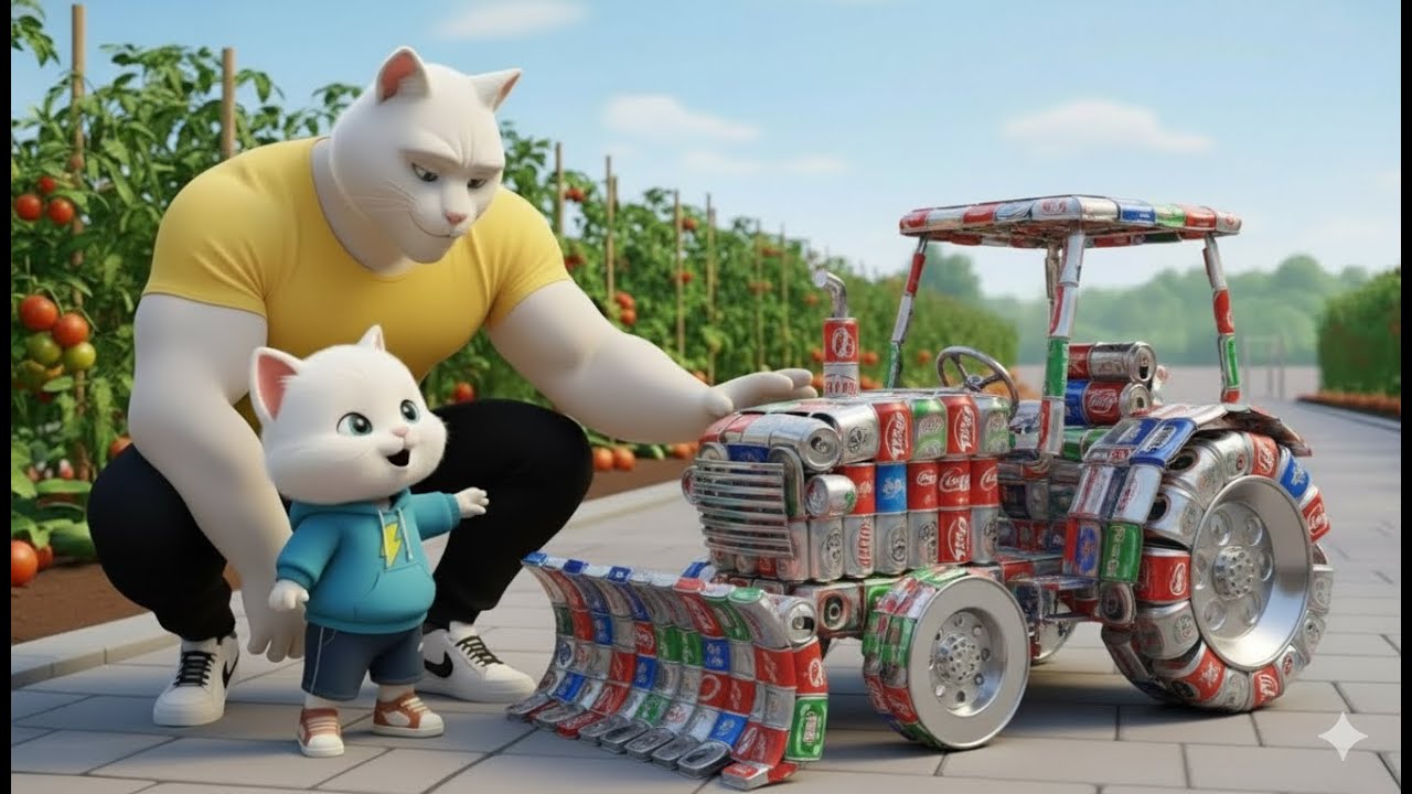 Poor Kitten’s Farm Tractor Made From Cans Was Mocked — The Ending Will Make You Cry | Cat Story