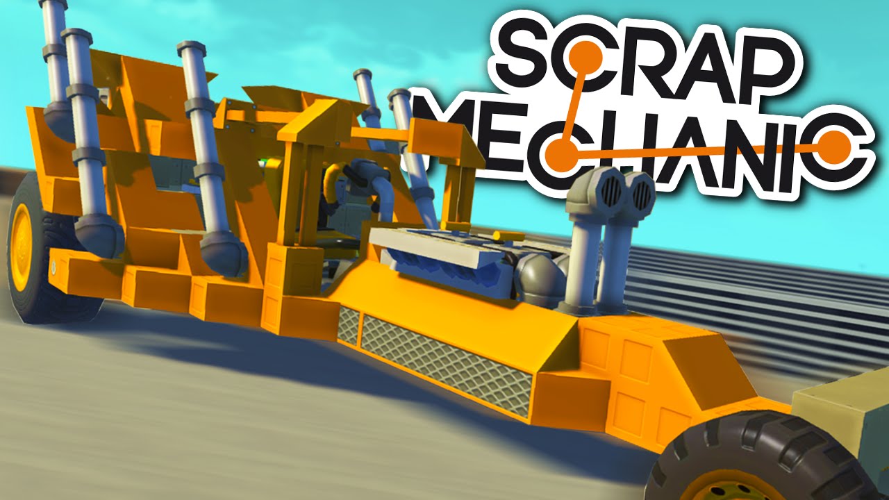 Scrap Mechanic CREATIONS - DRAG RACE CAR + DRAG STRIP - Scrap Mechanic Gameplay
