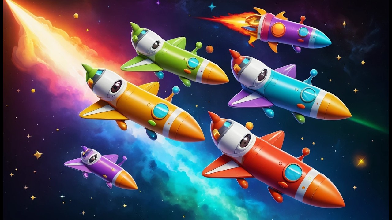 Seven Little Space Shuttles Blast Off | Outer Space Counting Song for Kids
