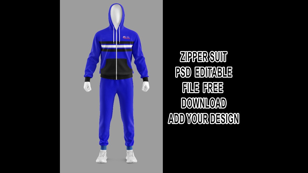 Full Zipper Tracksuit Mockup – Realistic Apparel PSD Template (Front & Back View)