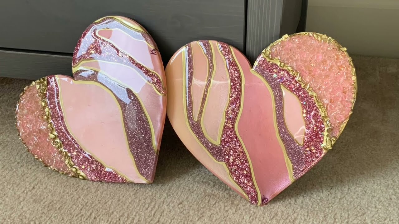Two Hearts in Resin