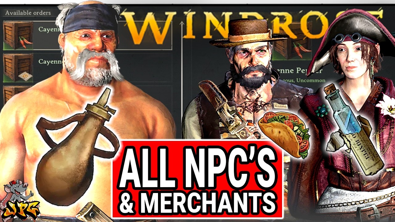 WINDROSE - Найдите этого NPC, торгующего порохом! Руководство по всем торговцам ресурсами и рабочим!