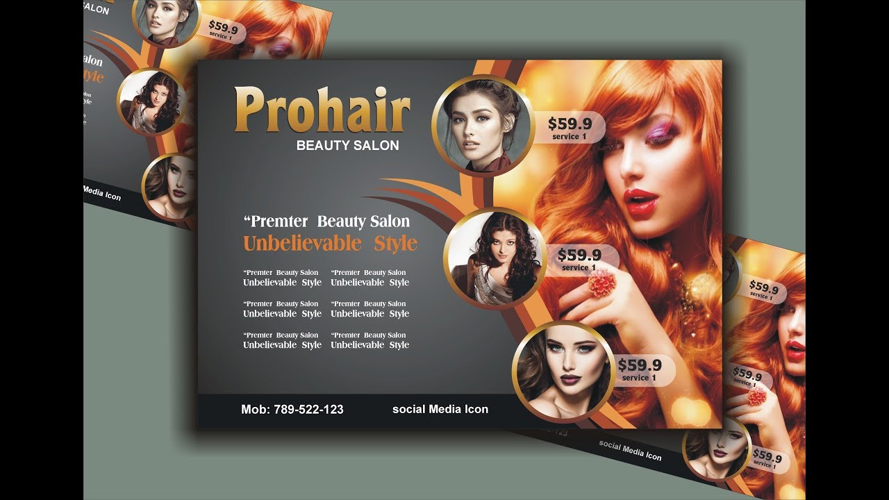 Salon Flyer Design Using CorelDraw X6 - X7 - X8 Tutorial by Ahsan Sabri