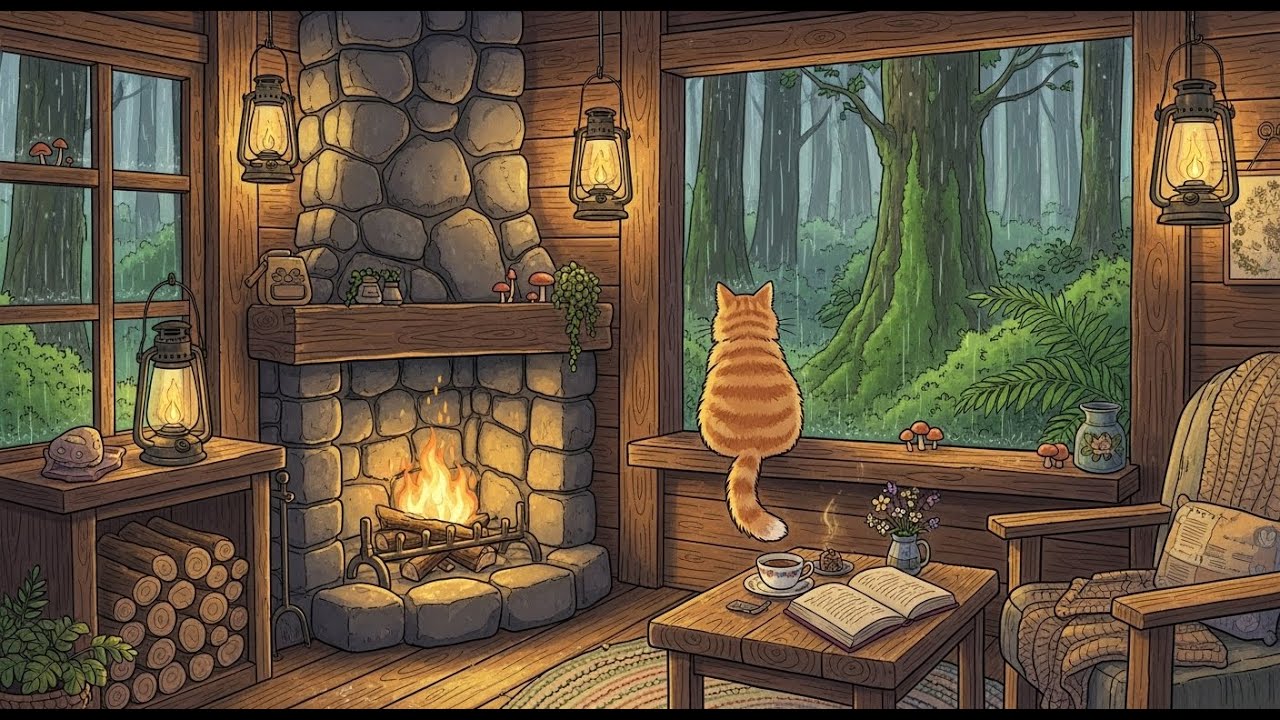 Relaxing Fireplace Ambience in a Cozy Cabin 🔥🏡 | Lofi for Sleep
