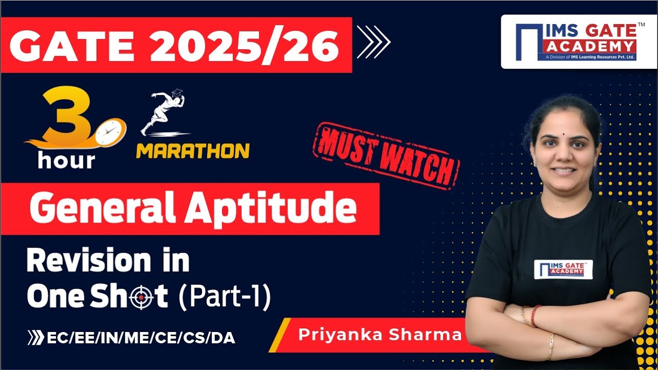 General Aptitude Revision : GATE 2025 All Branches | 3 Hrs Marathon | Priyanka Sharma
