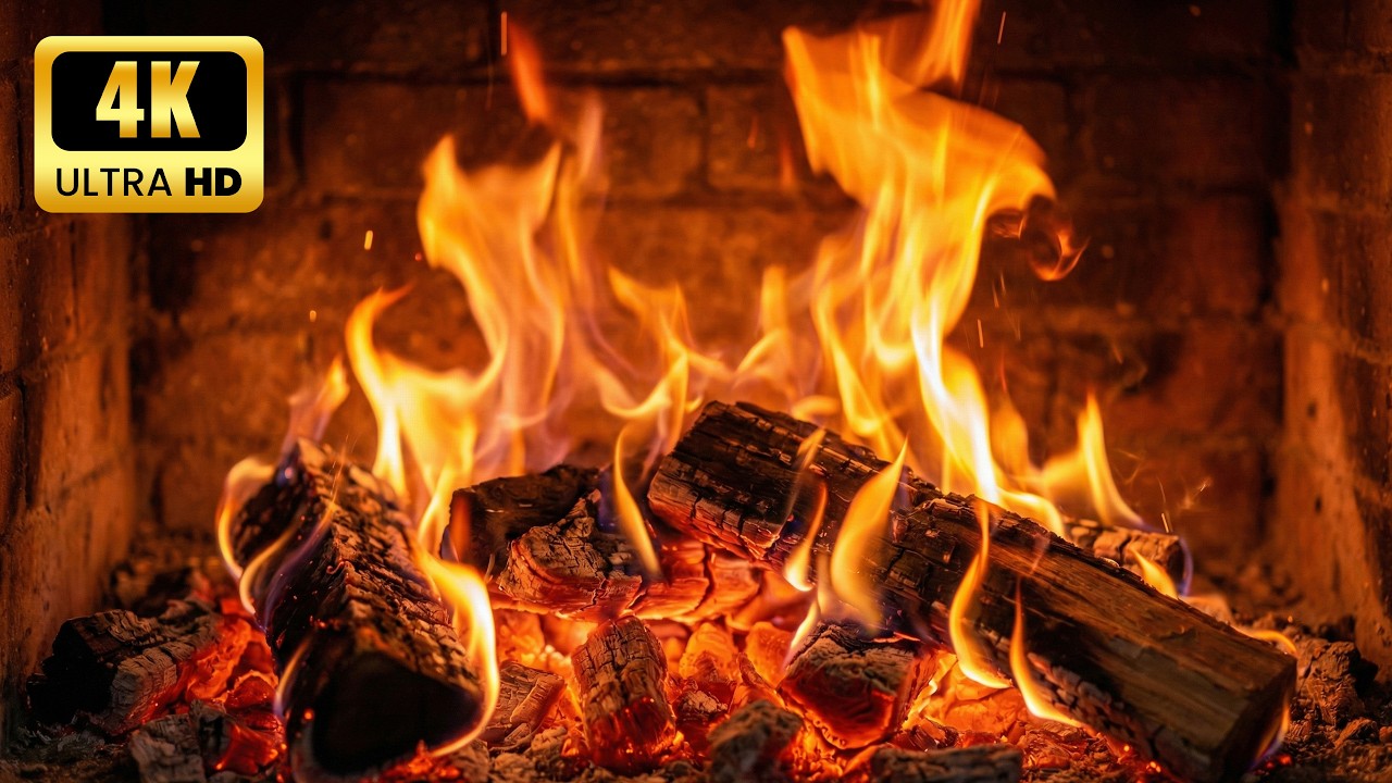 🔥 Cozy Fireplace 4K – Burning Fireplace and Crackling Fire Sounds - Relaxing Ambience