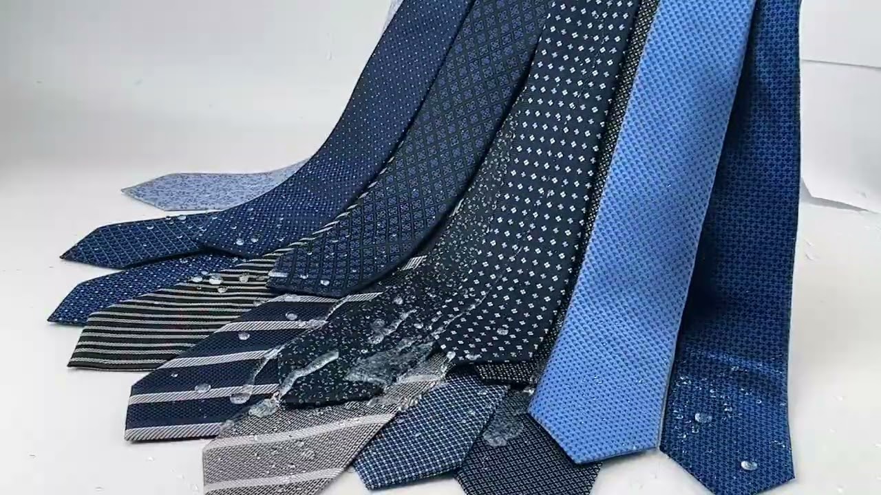 Elegant Waterproof Silk Necktie Woven Navy Blue Tonal Textured Neck Tie