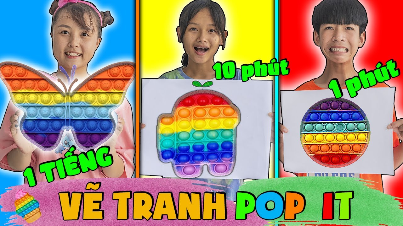 Thử Thách Vẽ Tranh Pop It 1 Phút, 10 Phút Vs 1 Tiếng ❤ KN CHENO Chị Hằng