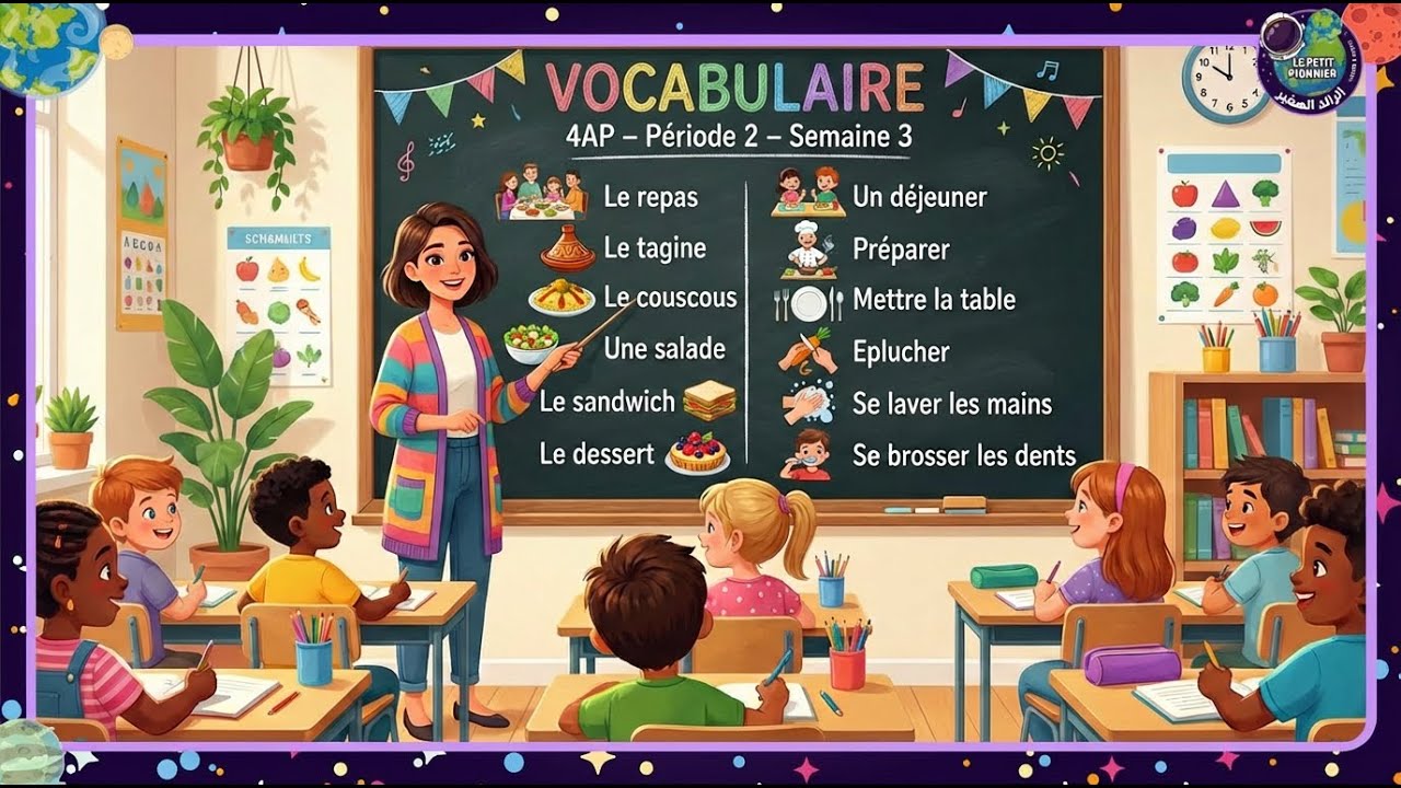 المدرسة الرائدة- المستوى  الرابع- المرحلة 2 -الأسبوع 3 - vocabulaire/français
