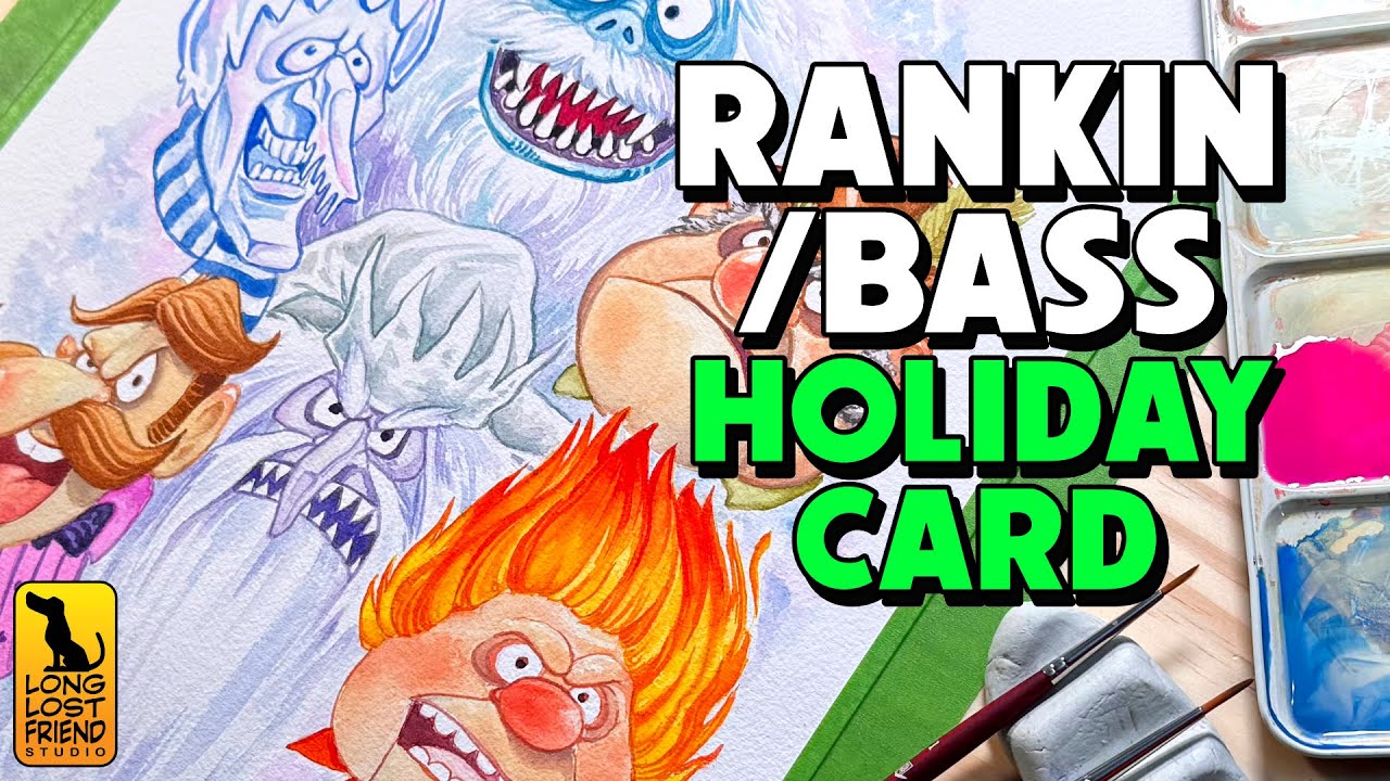 Holiday Card! Rankin Bass Monsters & Villains! Watercolor