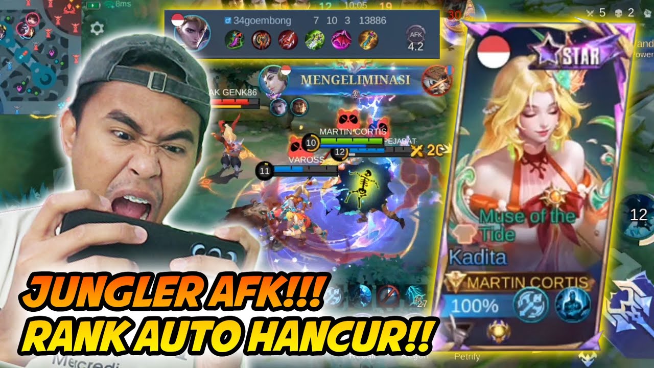 JUNGLER AFK RANK AUTO HANCUR!! KADITA FULL ITEM DAMAGE CARRY TIM - MOBILE LEGENDS