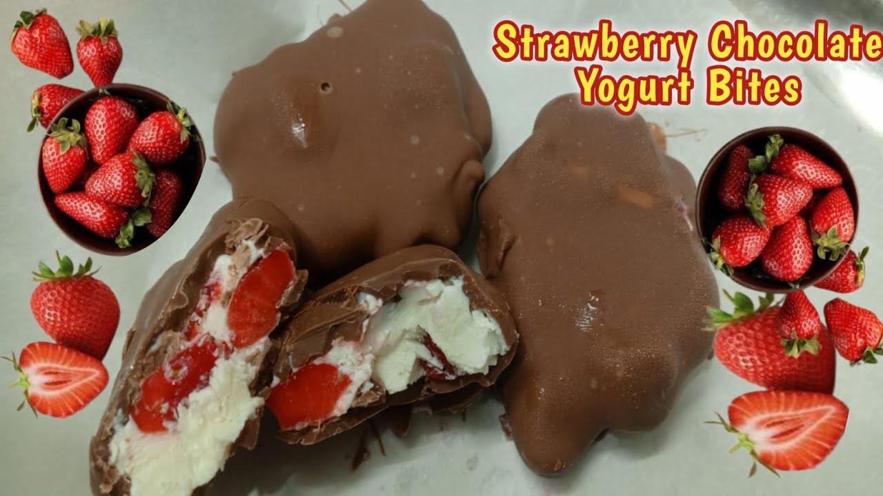 Strawberry Chocolate Yogurt Bites | Strawberry Chocolate Recipe | Viral  Strawberry Recipe #viral 