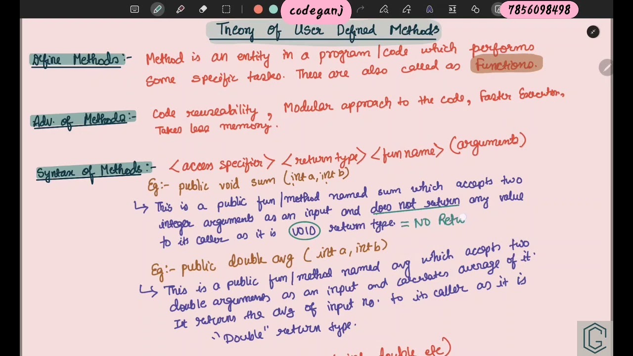 User defined functions ICSE JAVA Theory|CODEGANJ|Lecture-2