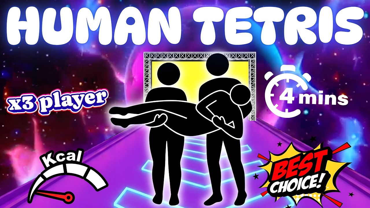 4 MIN Human Tetris | 3 Player Co-op Challenge 💥 | Immersive Interactive Warm Up