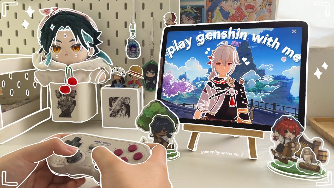 🥞 playing genshin impact on a sunny morning, ipad setup, character builds ft. xiao & kazuha (asmr)