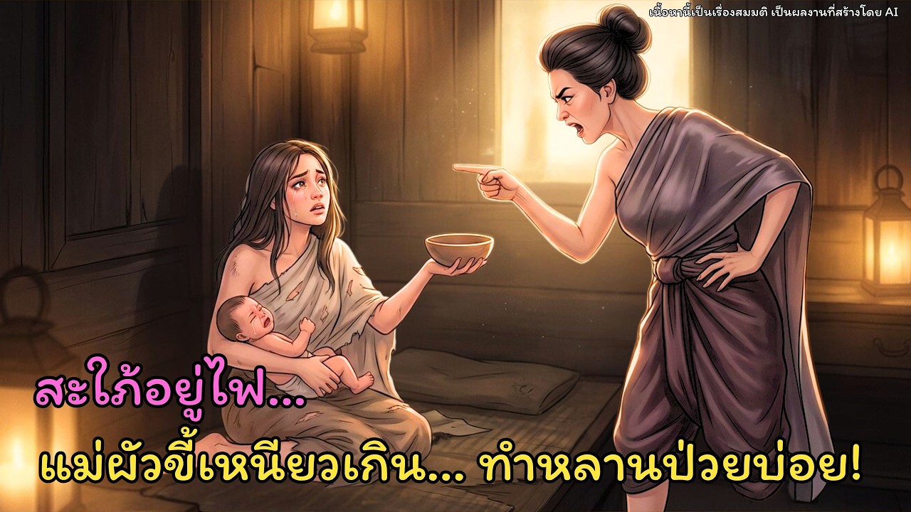 นิทานพื้นบ้านไทย| แม่ผัวขี้เหนียวแอบลดข้าวสะใภ้อยู่ไฟ สุดท้ายหลานอ่อนแอป่วยบ่อย—รับผลกรรมเต็มๆ