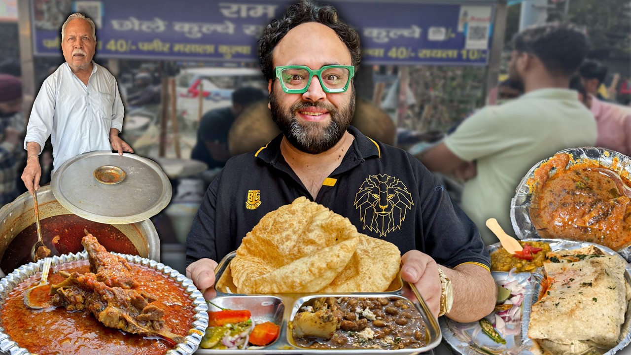 Street Food MUKHERJEE NAGAR | Baldev Dhaba Meat, Shivam Chole Bhature, Ram Chole Kulche, Veg Dhaba