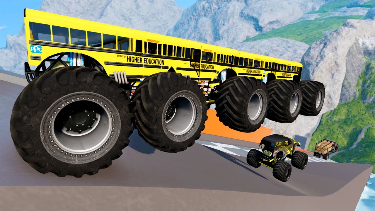 BNG Drive - Epic High Speed Monster Truck Jumps Crashes #001 - BeamNG Drive