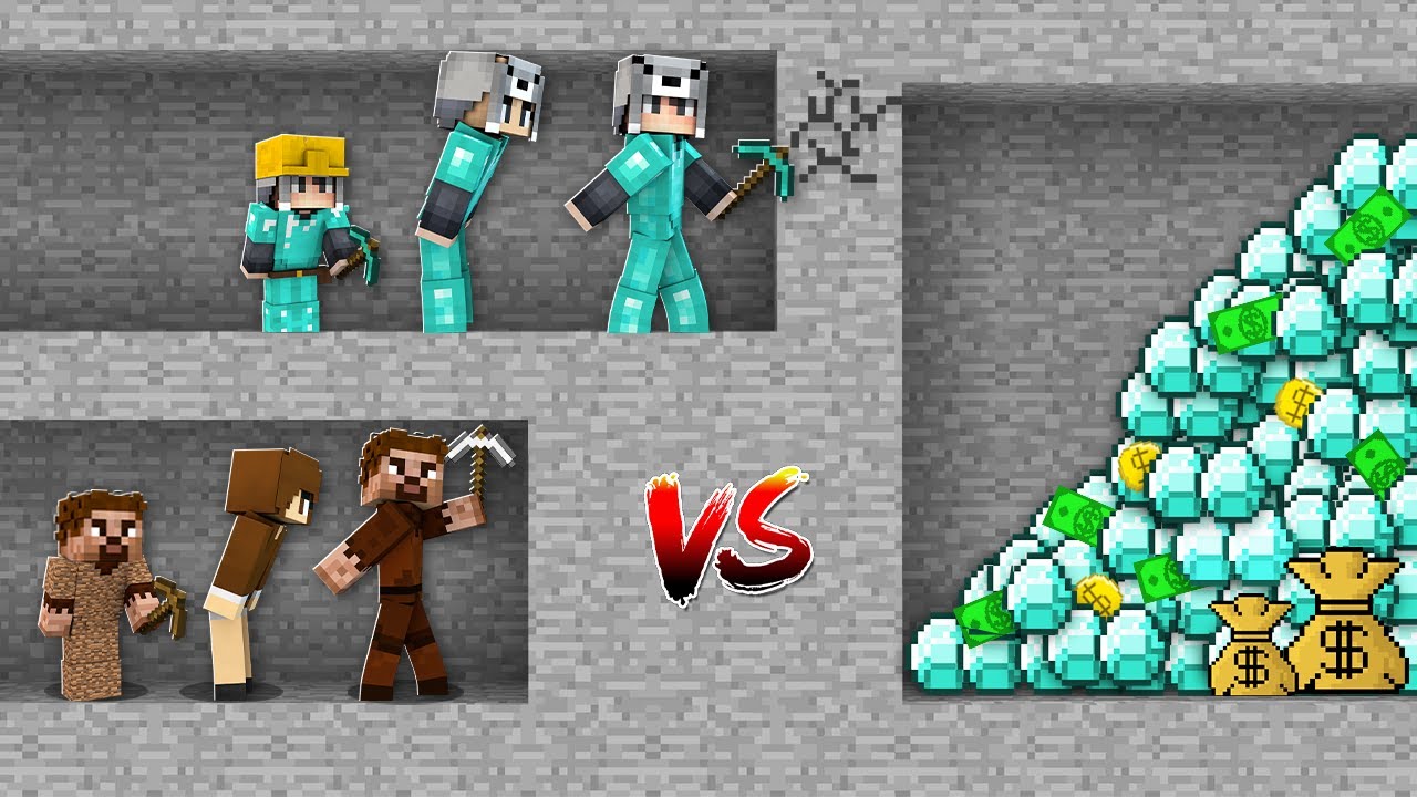 FAKİR AİLE VS ZENGİN AİLE MADEN YARIŞMASI 😱 - Minecraft