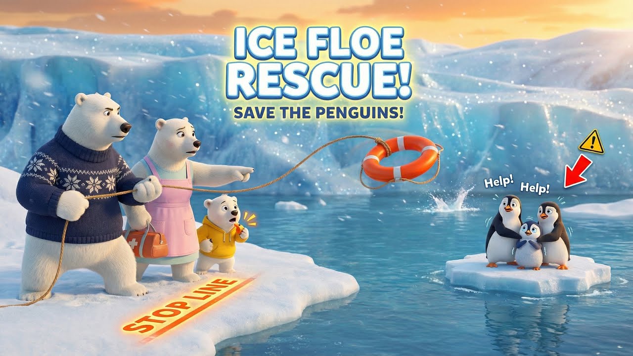 The Snowbears Family – Rescue on the Drifting Ice Floe! 🧊🐧 Safe Ice Adventure for Kids