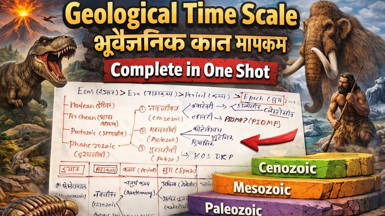 भूवैज्ञानिक काल मापक्रम Geological Time Scale Explained | Complete in One Shot