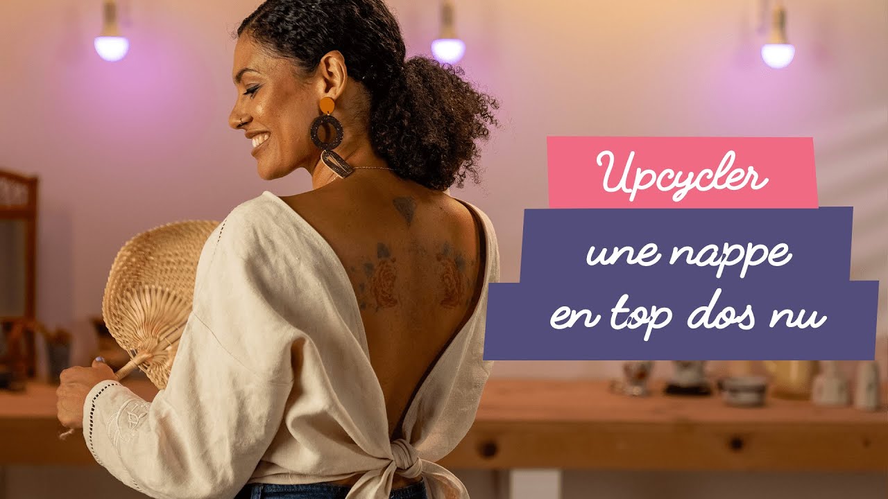 Upcycler une nappe en top dos nu avec Mélanie F !