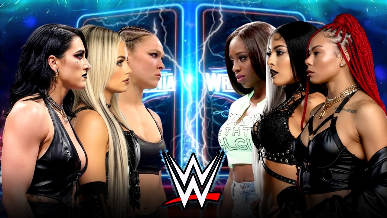 WWE Full Match Rhea Ripley Ronda Rousey & Liv Morgan vs B-Fab Zelina & Naomi - Feb-22-26