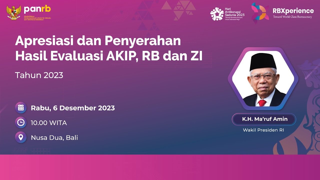Apresiasi dan Penyerahan Hasil Evaluasi AKIP, RB dan ZI Tahun 2023