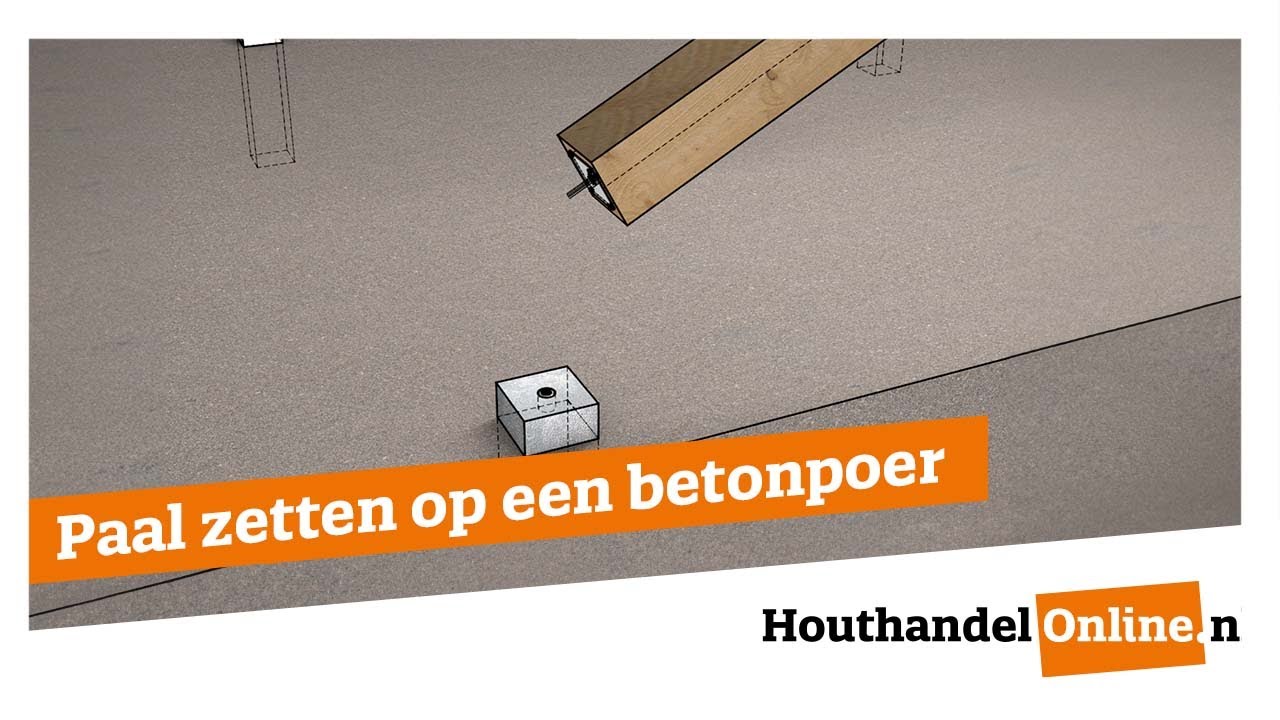 Paal zetten op een betonpoer