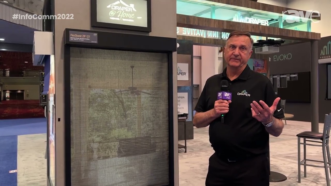 InfoComm 2022: Draper Demos the FlexShade ZIP 127 Motorized Shade with Black Headbox