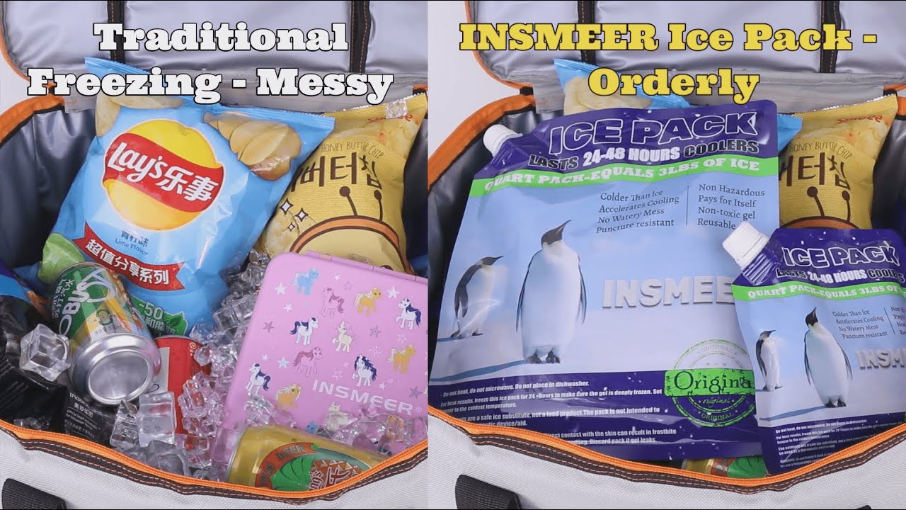 Meet your cooling needs! INSMEER 1500ML & 300ML Ice Packs For Lunch Bag And Cooler || Bolsa De Gel